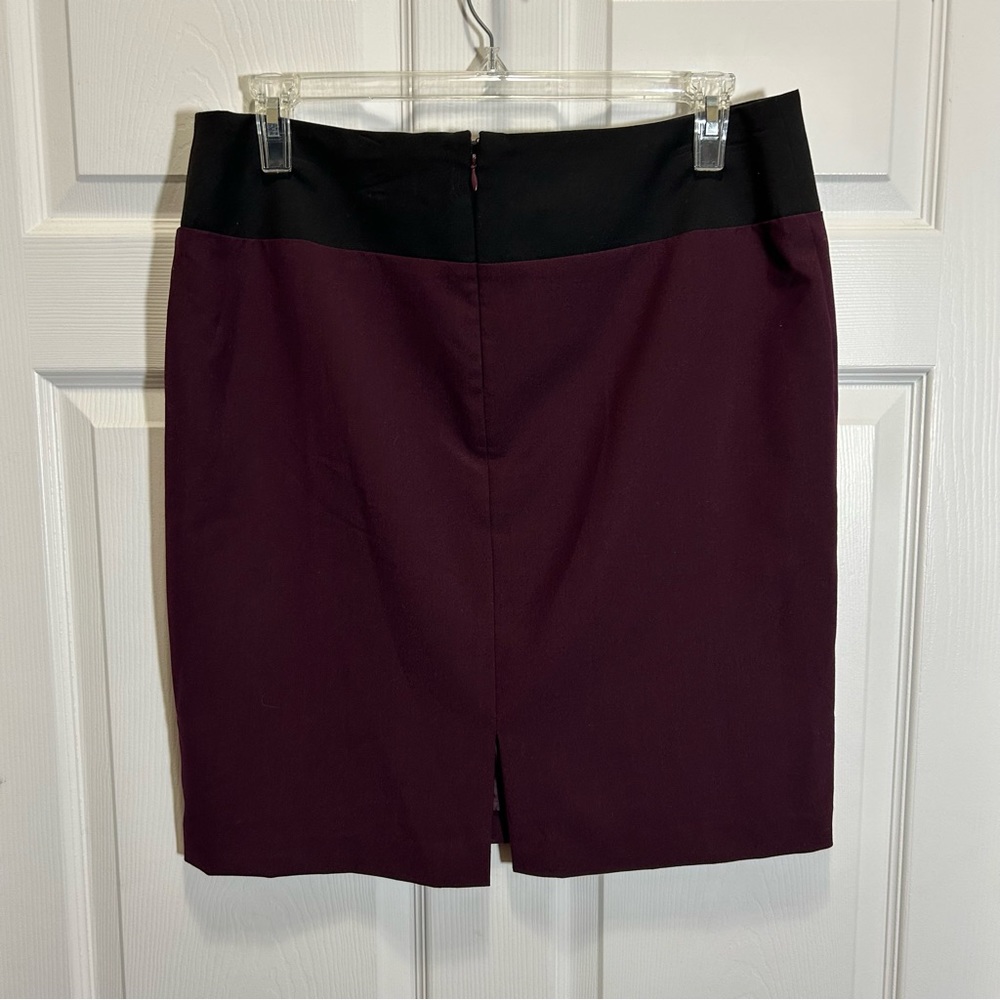 Ellen Tracy Maroon Black Waistband Skirt Size 14 - Picture 4 of 9